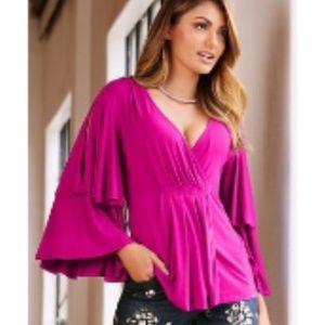 Boston proper bell sleeve, V neck blouse